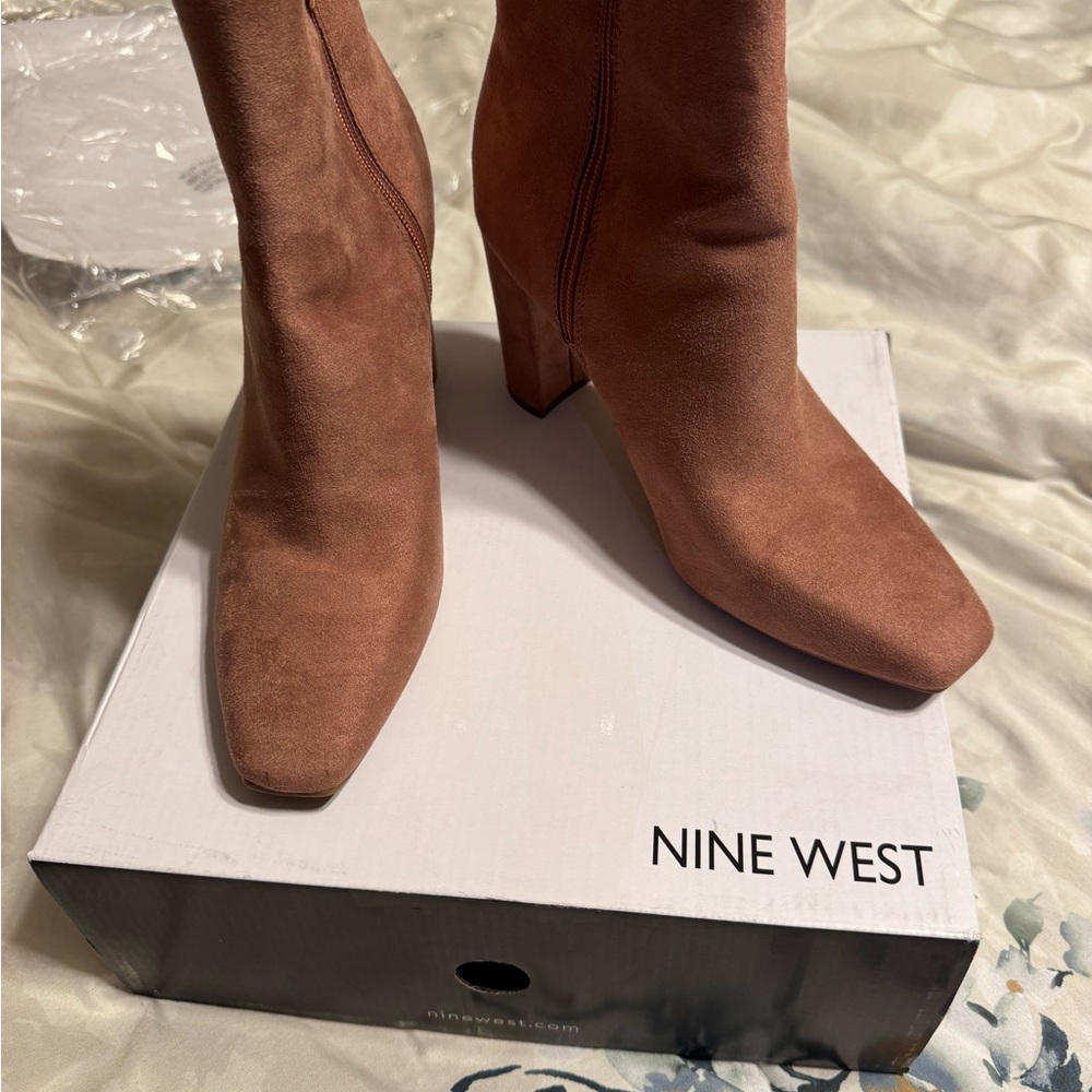 Nine West pink Heeled Boots Square Toe